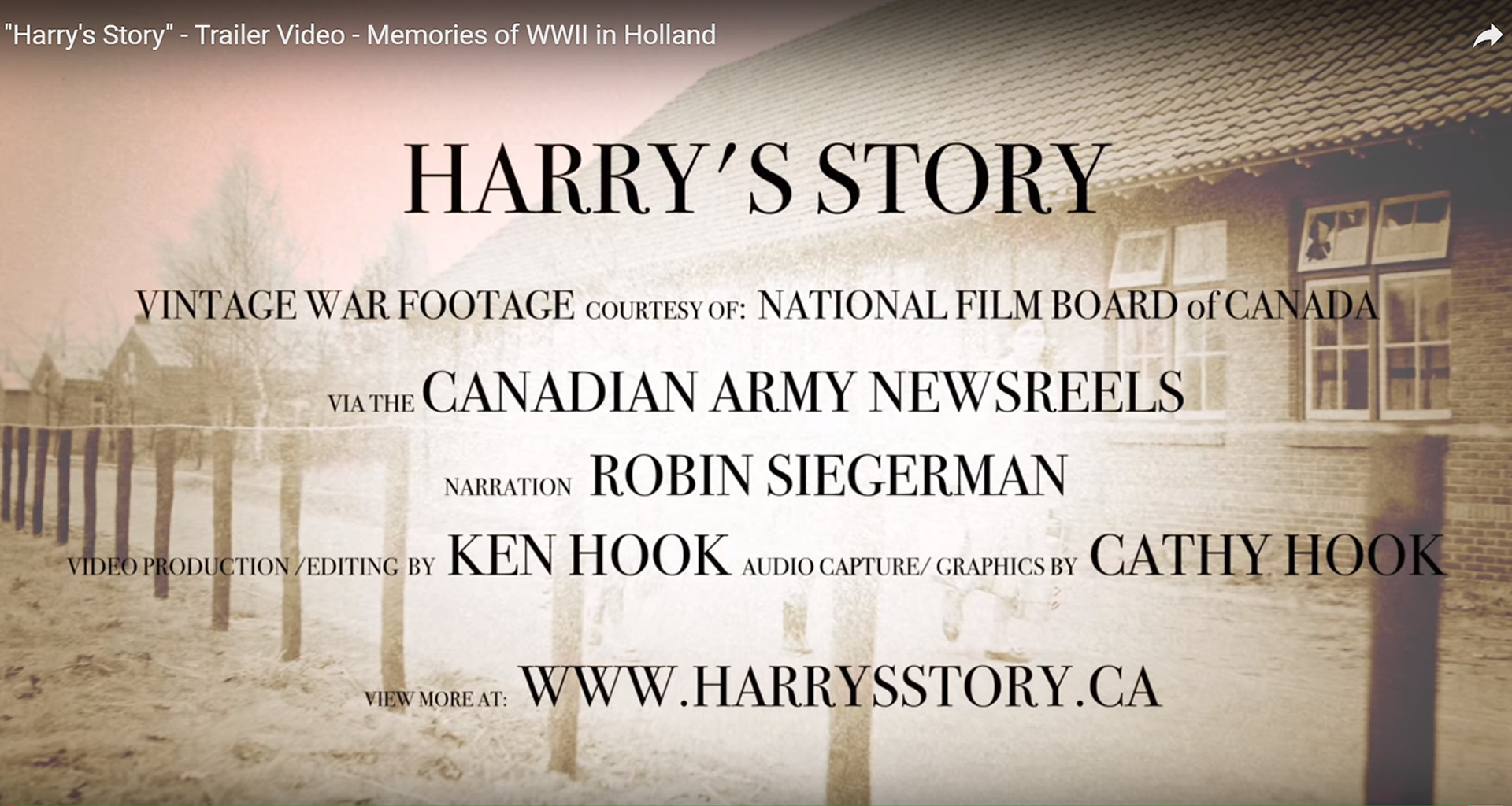 Documentary Credits for Harrys Story.